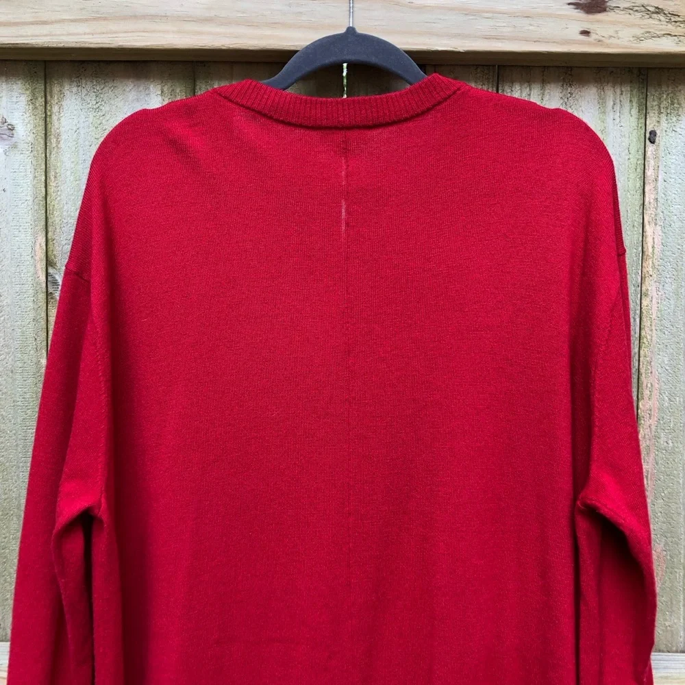 J. Jill Wool Blend Cardigan Size 2X Red Button Front Side Slits Patch Pockets - Picture 10 of 14